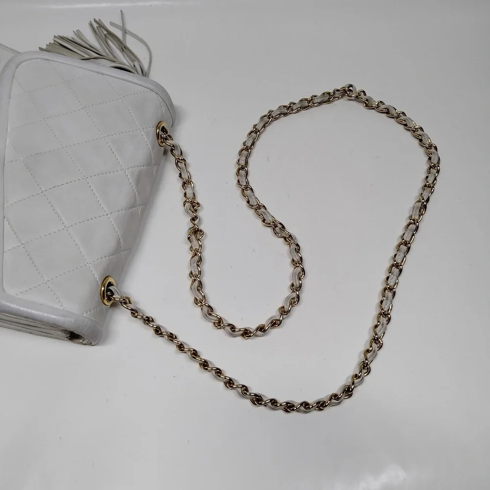 Chanel White Lamb Skin Bag